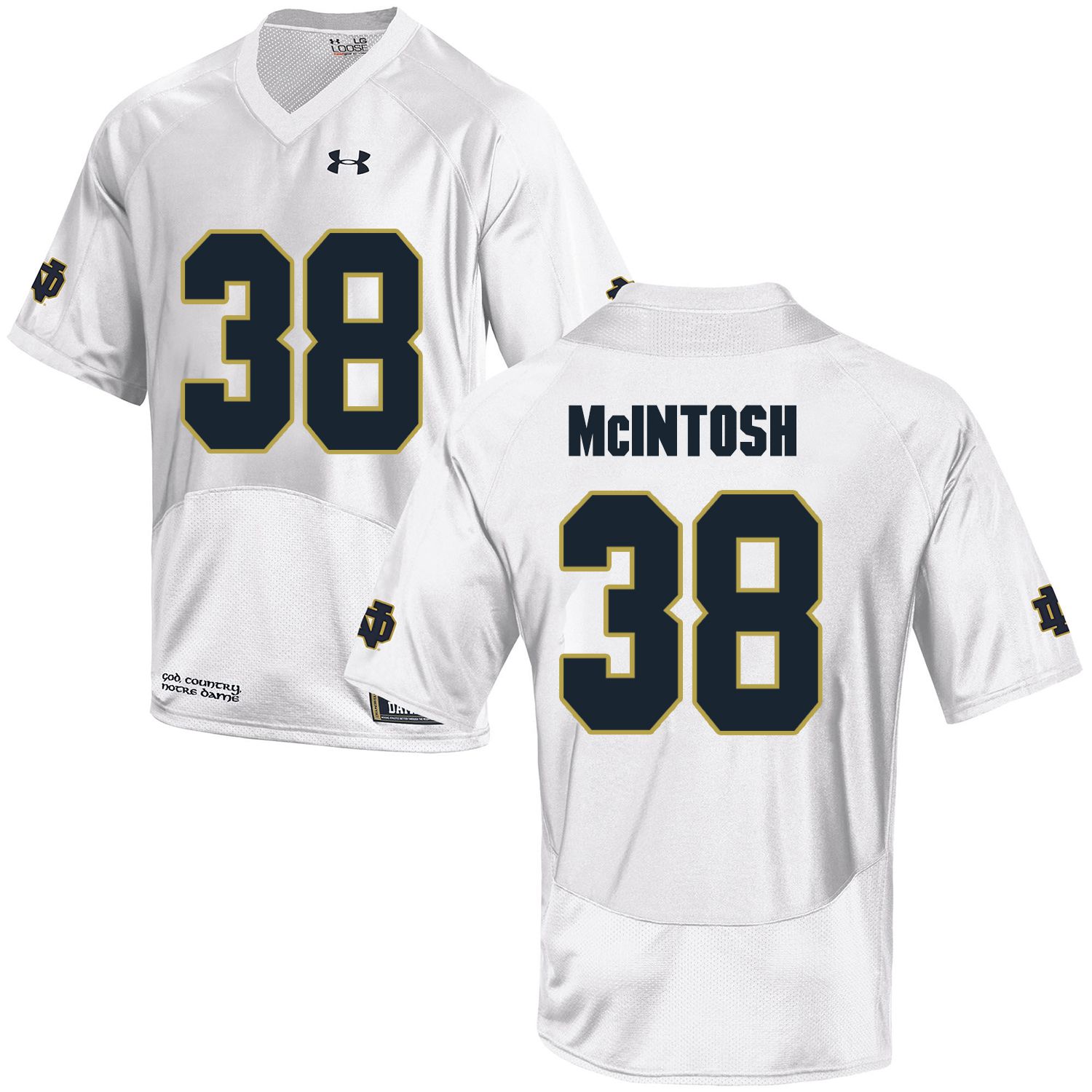 Men Norte Dame Fighting Irish 38 Mcintosh White Customized NCAA Jerseys